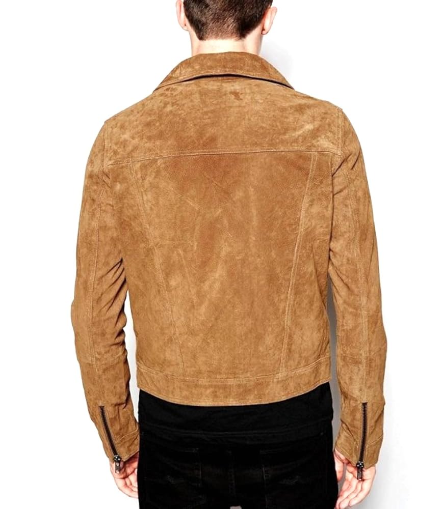 World Of Leather Men's Tan Lambskin Suede Leather Jacket
